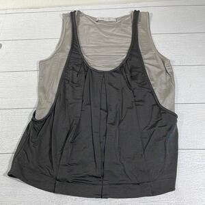 ZARA Basic Small Layered Gray Stretch Tank Top Charcoal Light Gray